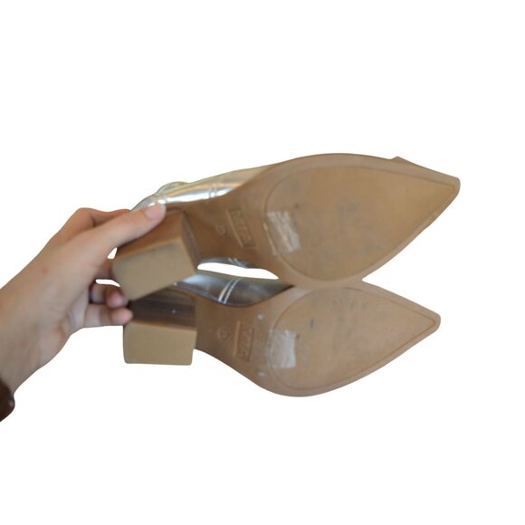 MIA Women's Rachell Western Boot Shiny Silver Ankle Bootie Block Heel Size 9.5 - Picture 8 of 9